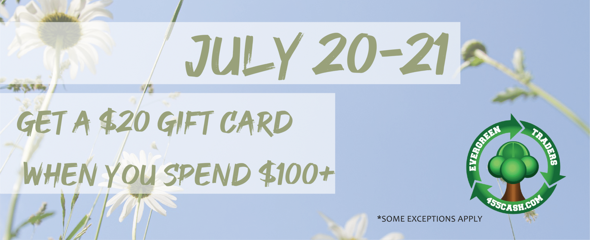 Get a $20 Gift Card for Every $100 You Spend July 20th and 21st Only!
