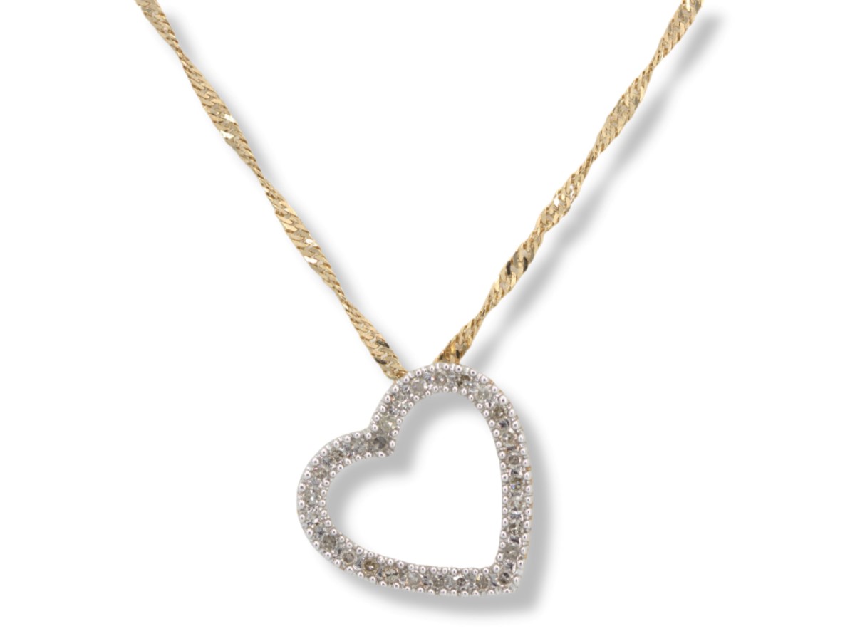 Mon Dec 20 – 10K Gold and Diamond Heart Necklace – $249