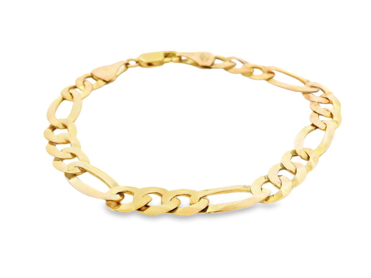 Friday Oct 30 – 8″ Gold Figaro Bracelet: 10.03G 10K-Y/G, 7.9mm Width – $1,174